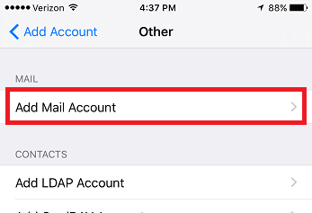 Choose 'Add Mail Account'